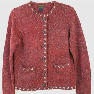 Woolrich Vintage Wool‎ Blend Ruby Red Cardigan Sweater Pockets Button up Small